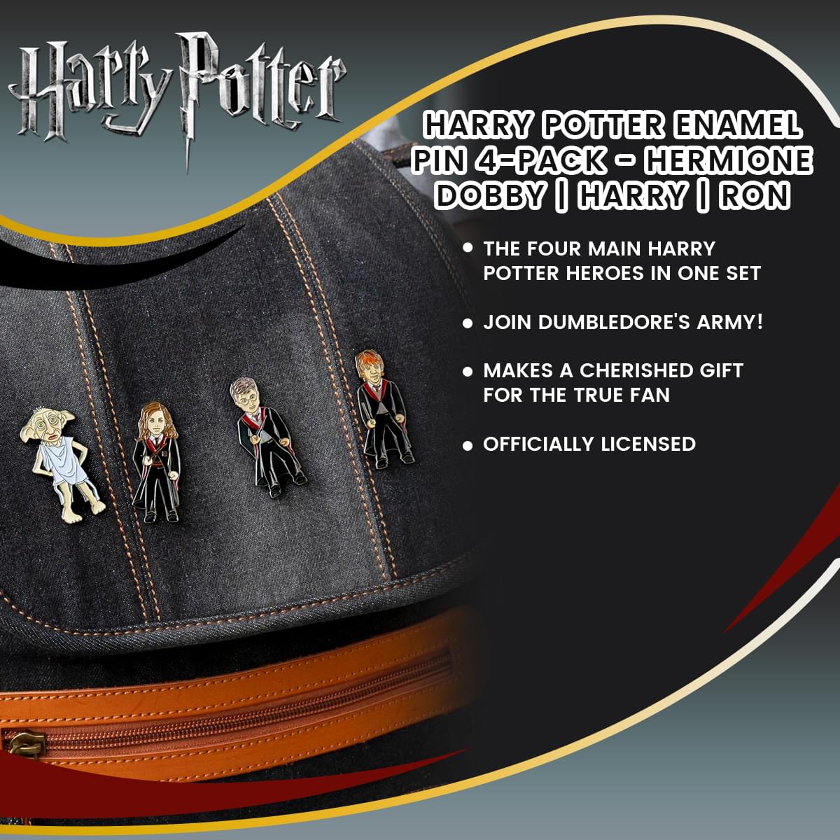 Harry Potter Enamel Pin 4-Pack - Hermione | Dobby | Harry | Ron