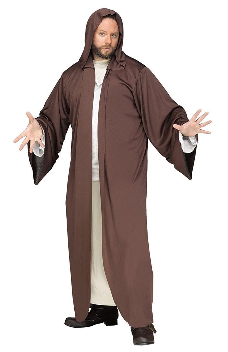 Hooded Robe Brown Adult Costume  One Size