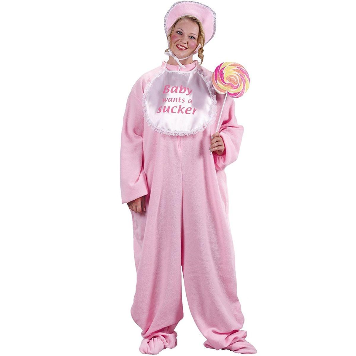 Adult Baby Jammies Plus Size Costume Pink