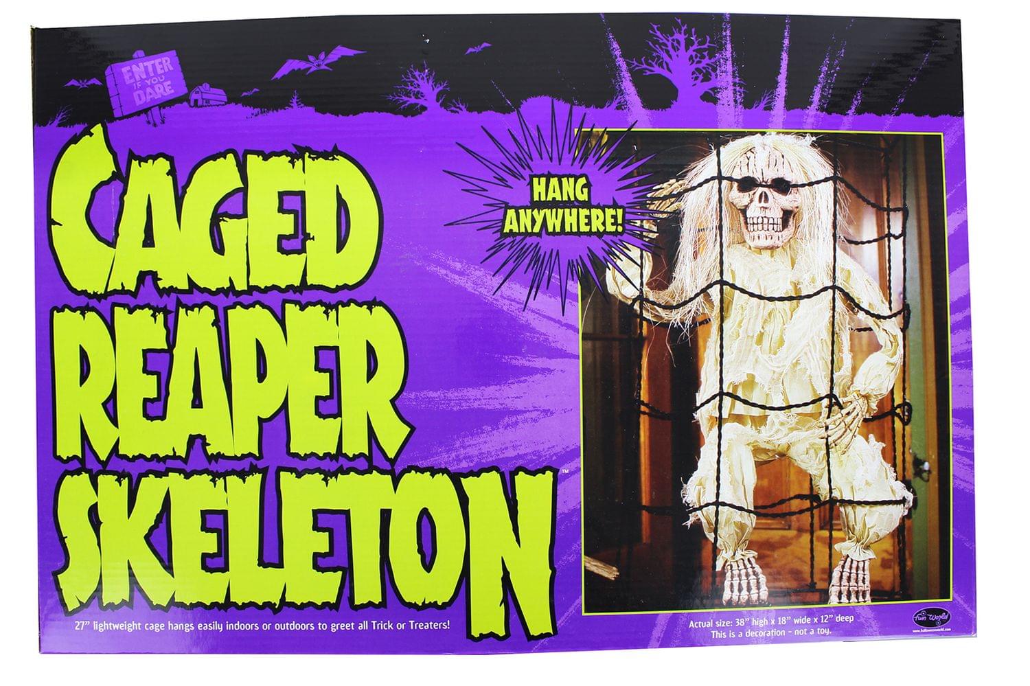 Caged 27 Inch Reaper Skeleton Halloween Prop Decoration