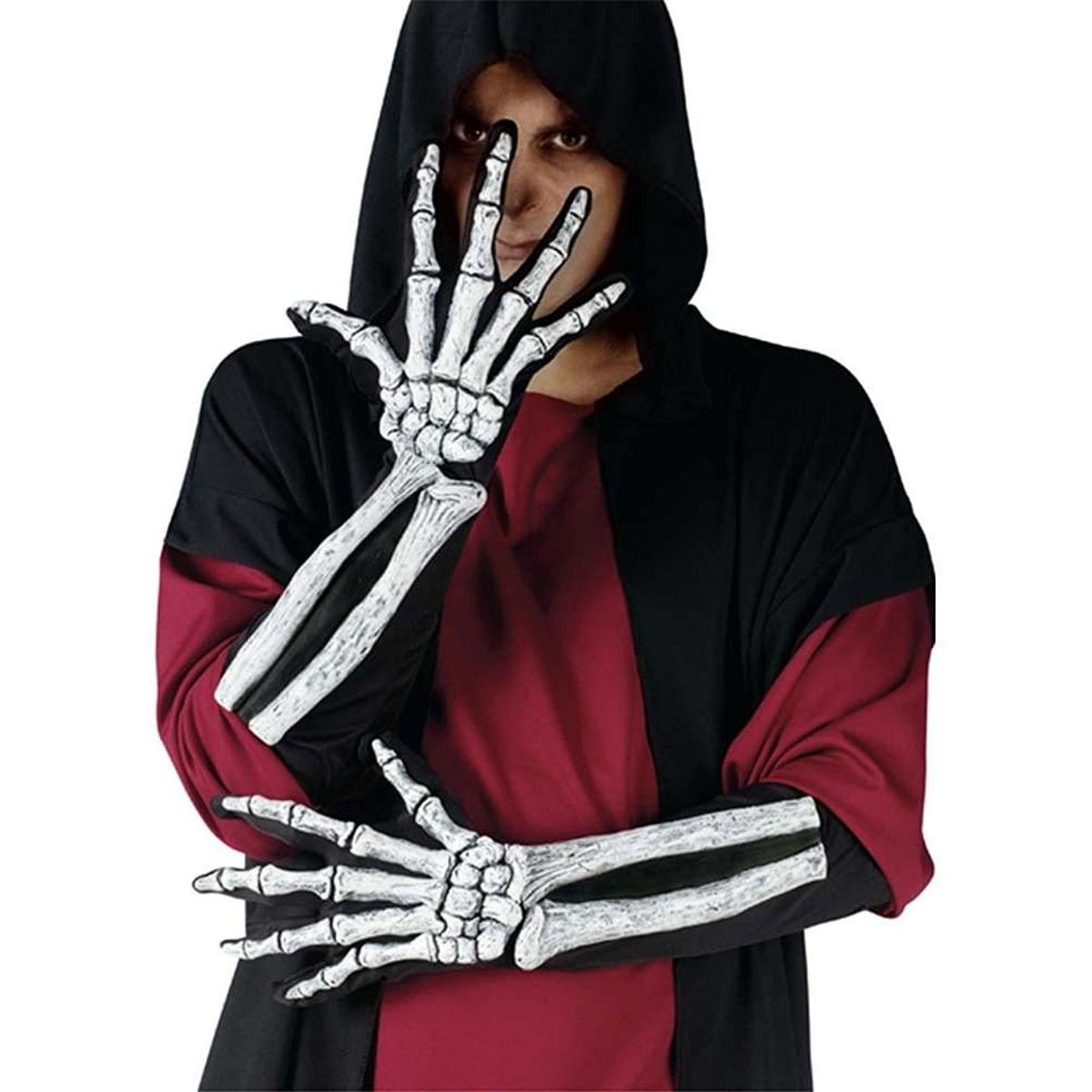 Skeleton Costume Gloves with 3-D Bones