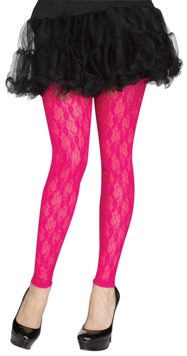 80's Lace Footless Tights Pink
