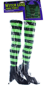 Witch Legs Yard Stakes Green/Black Halloween Décor
