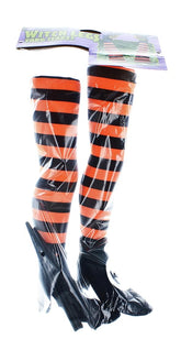 Witch Legs Yard Stakes Orange/Black Halloween Décor