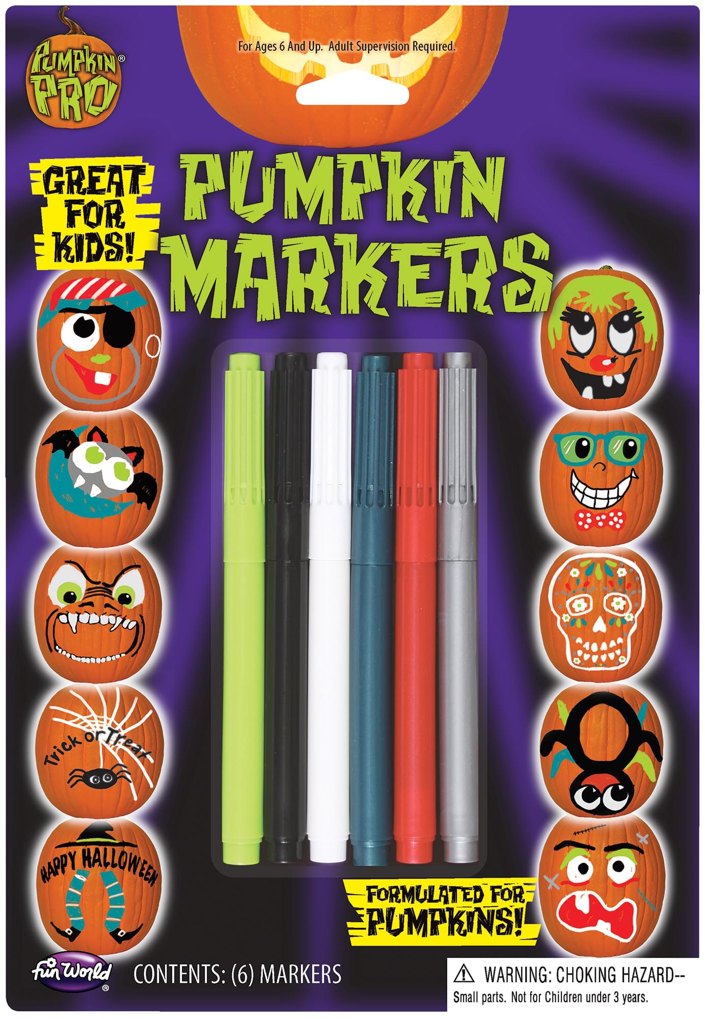 Halloween Pumpkin Decorating Markers | 6 Pack