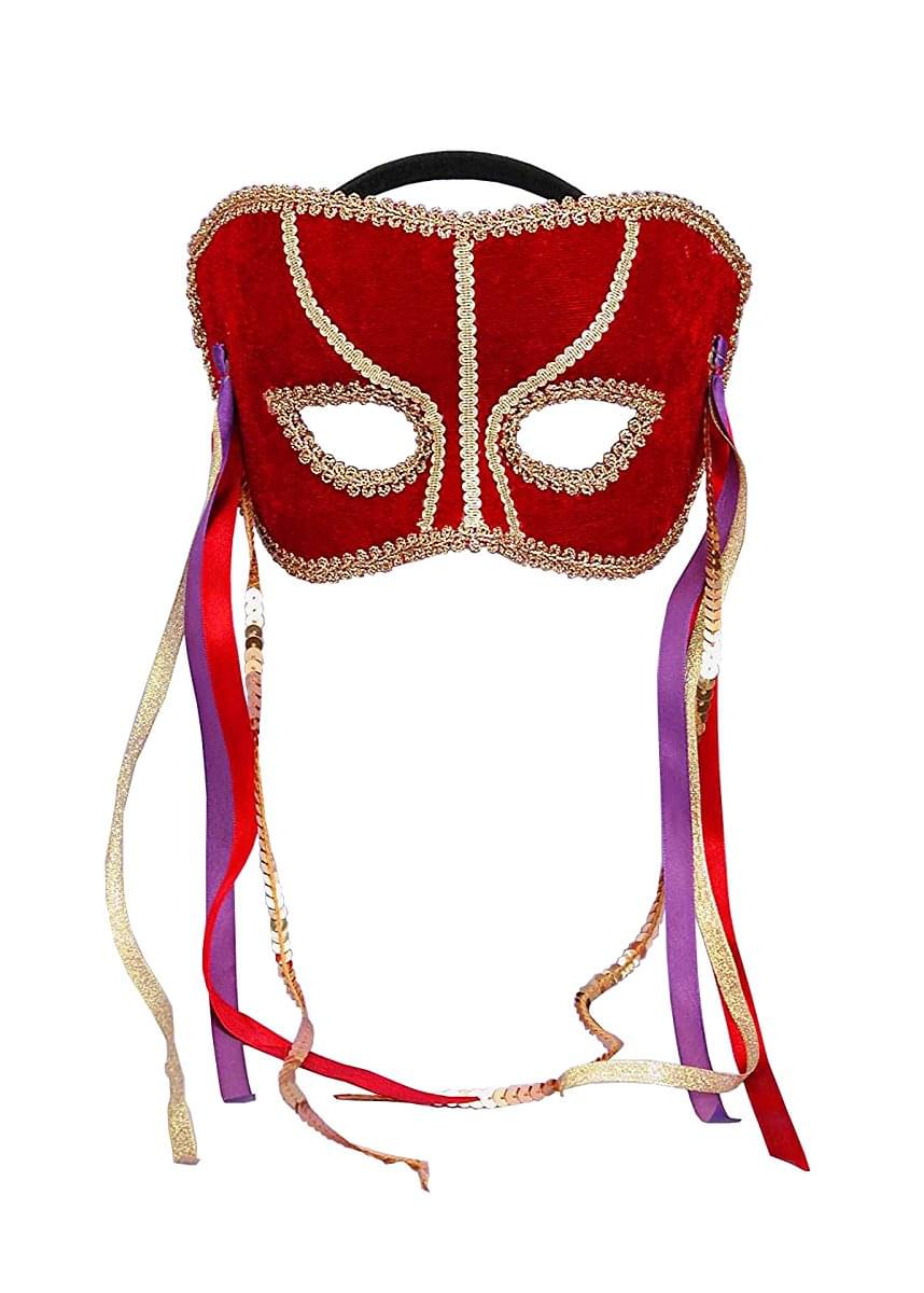 Red & Gold Venetian Costume Mask Adult One Size