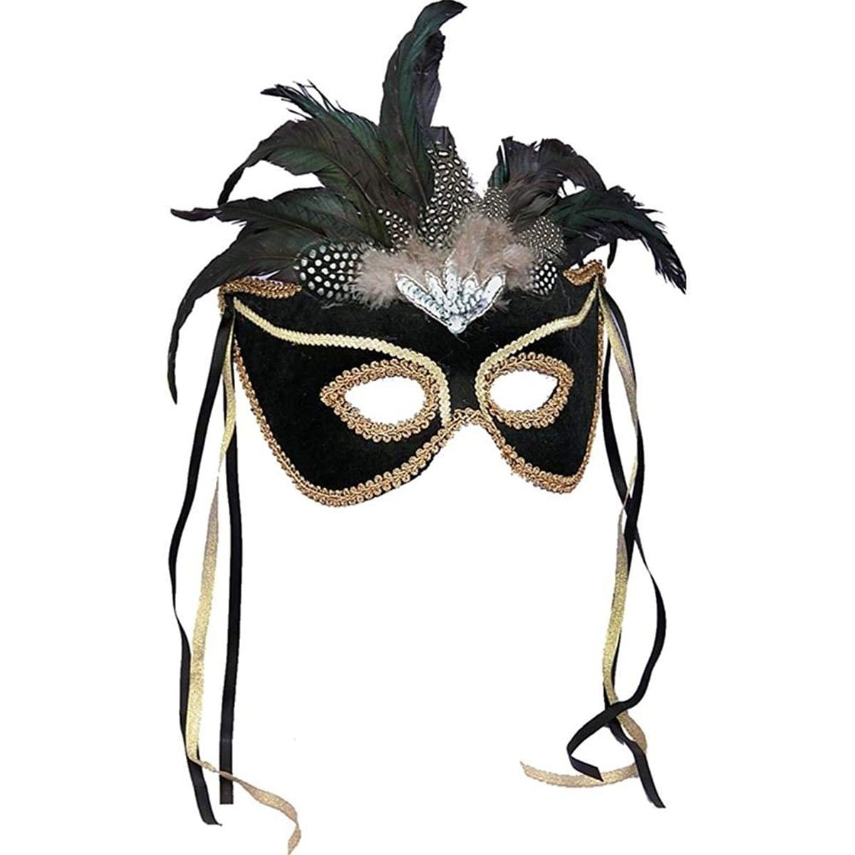 Black & Gold Venetian Costume Mask Adult One Size