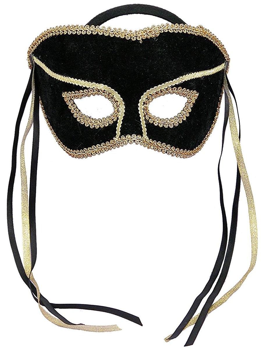 Black Venetian Costume Mask Adult One Size