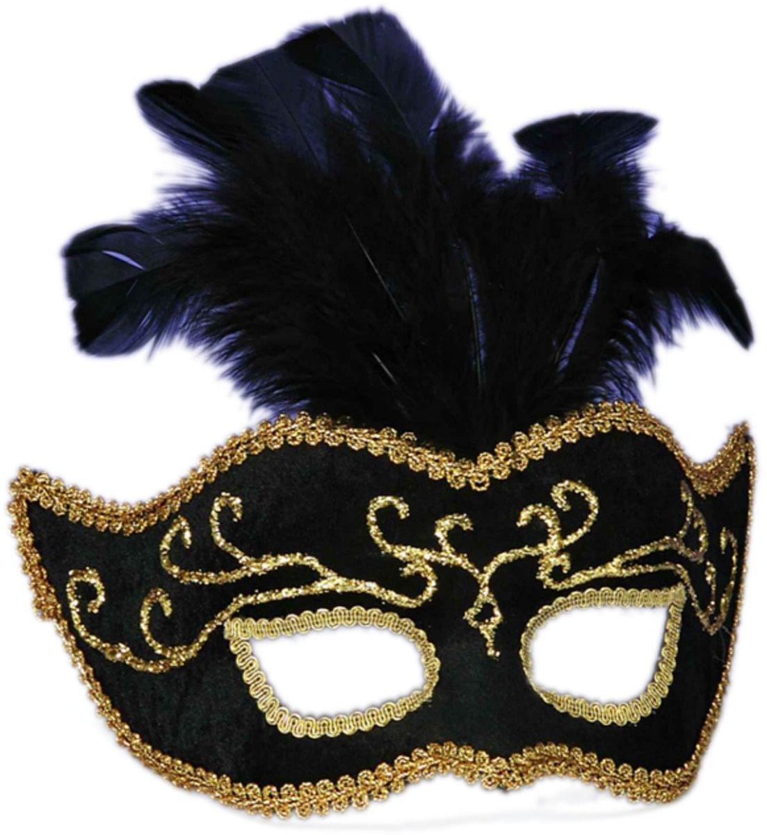 Black & Gold Half Style Mask Adult One Size