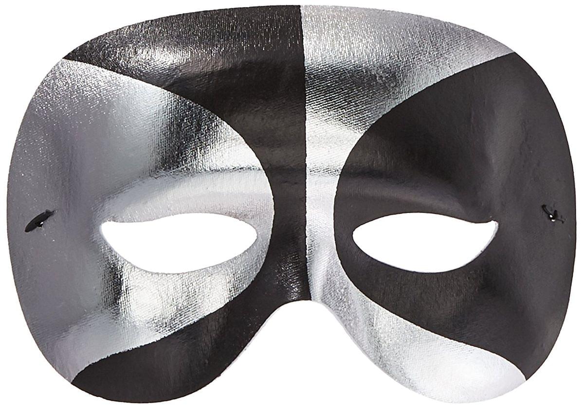 Black Psycho Mardi Gras Costume Half Mask Adult One Size