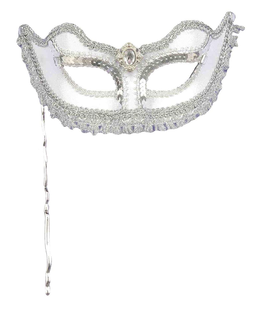 White Metallic Venetian Costume Mask Adult One Size
