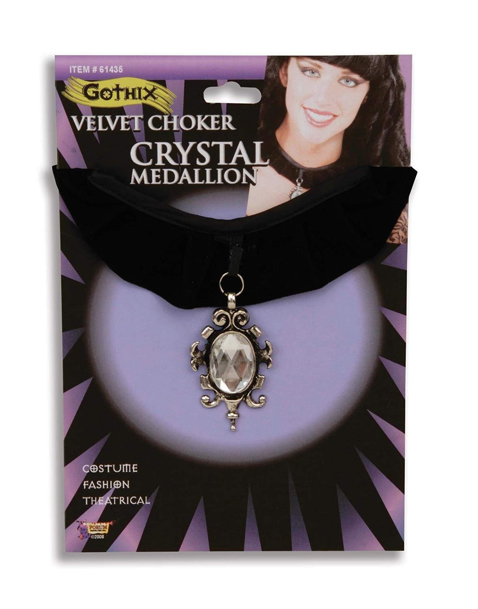 Velvet Choker-Crystal Costume Medallion
