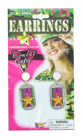 Combat Cutie Dog Tag Costume Earrings