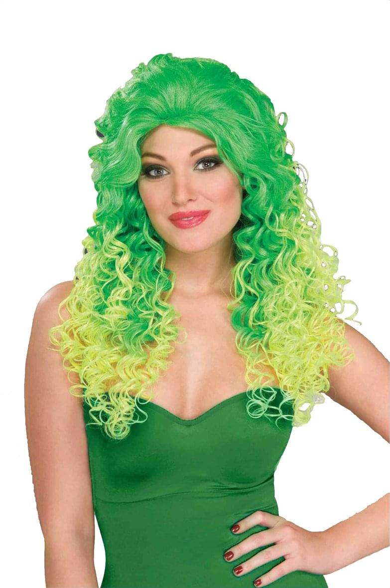 St. Patrick's Long Glam Green 80's Adult Costume Wig