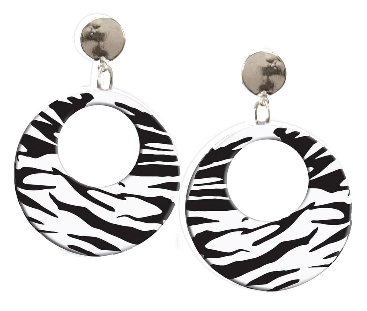 White Zebra Clip-on Earrings Costume Accessory