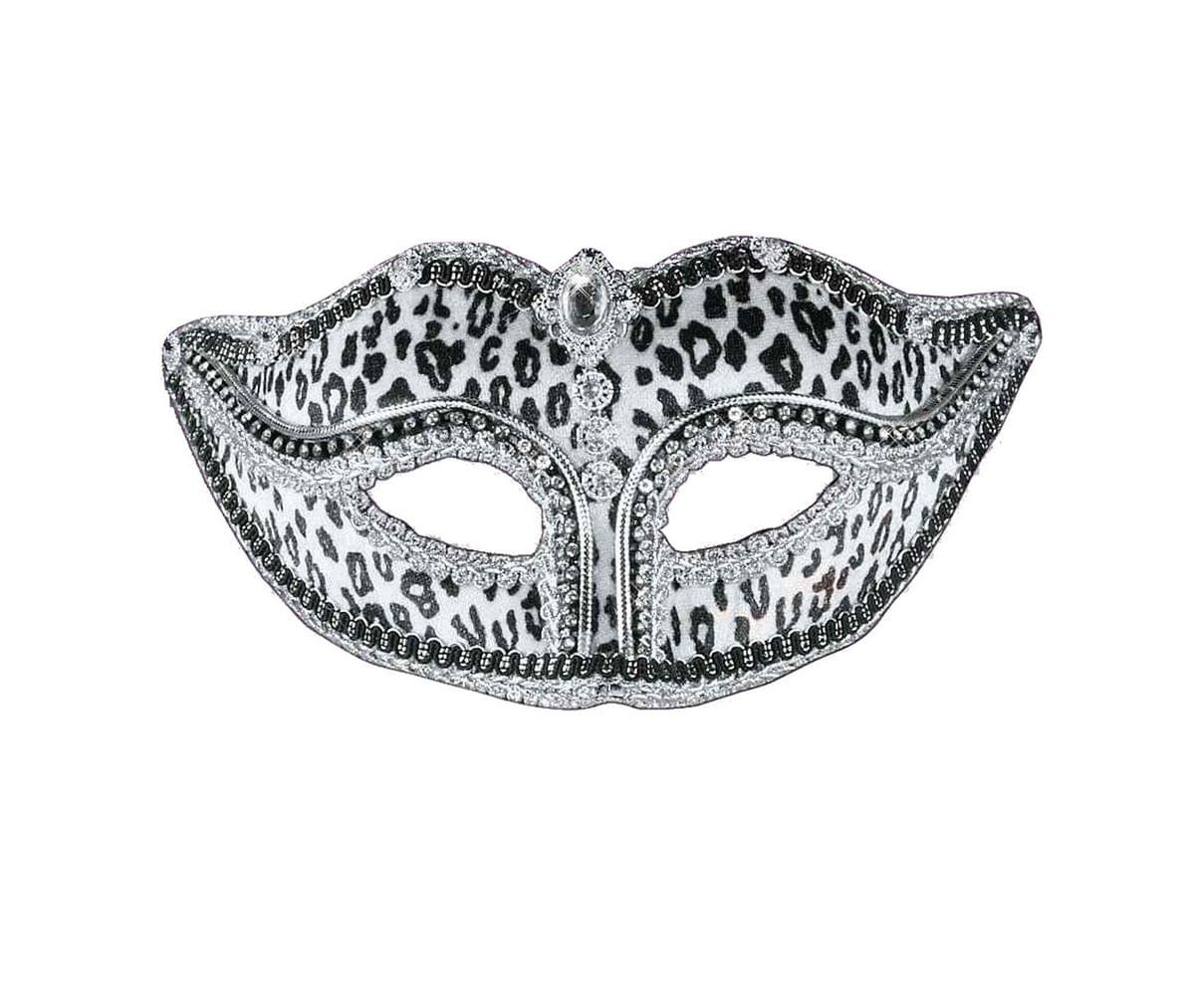 Venetian Snow Leopard Half Mask Costume Accessory