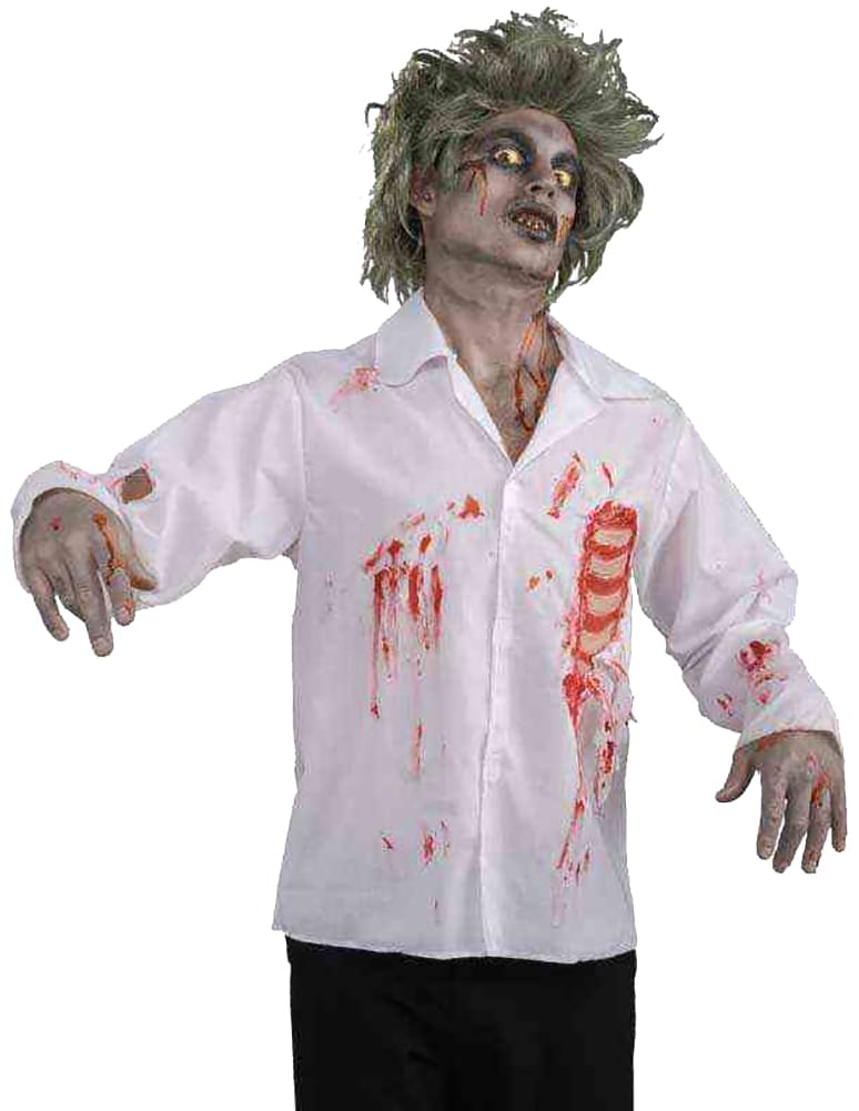 Zombie Shirt w/Blood Stains & Bones Costume Adult