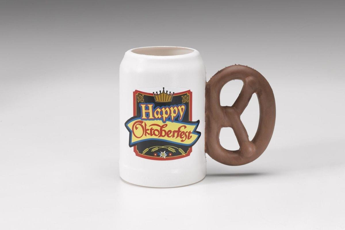 Oktoberfest Plastic Mug with Pretzel Hand