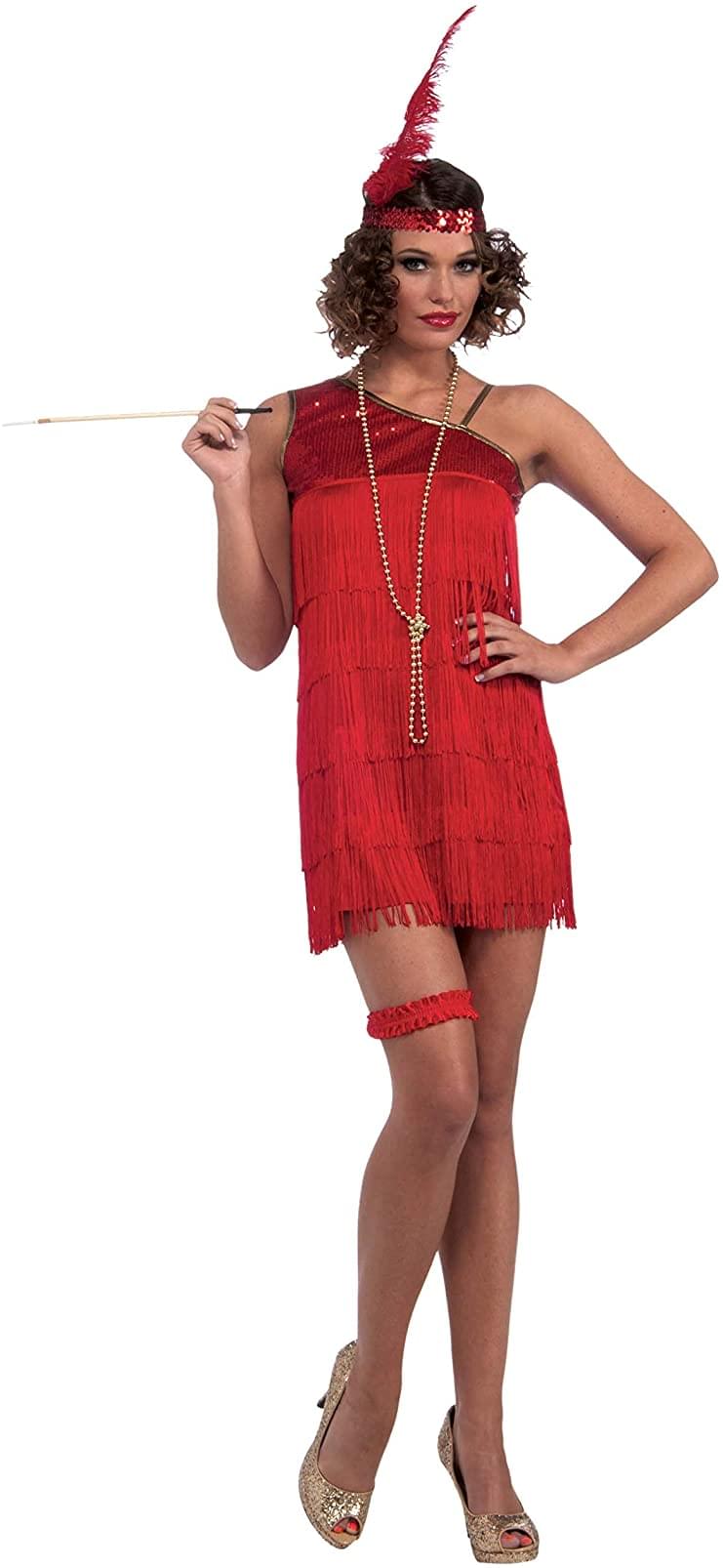 Sexy Red 20's Fringe Flapper Adult Costume