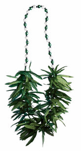 Green Leaf Beads Costume Necklace One Size