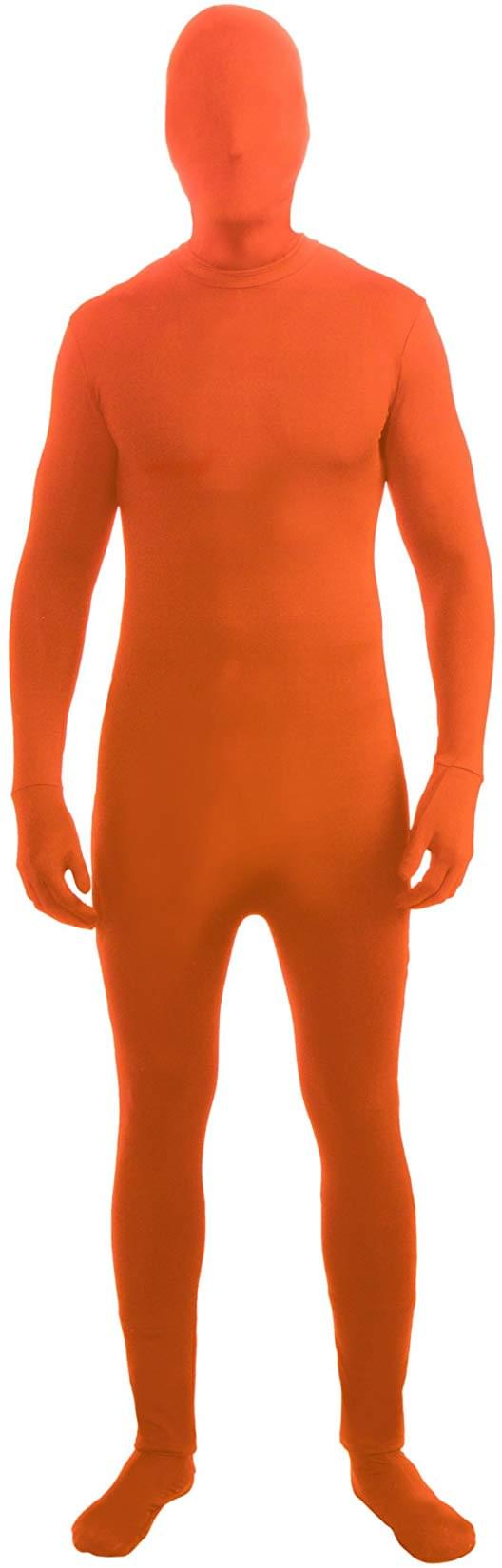 Disappearing Man Neon Orange Body Suit Adult Costume
