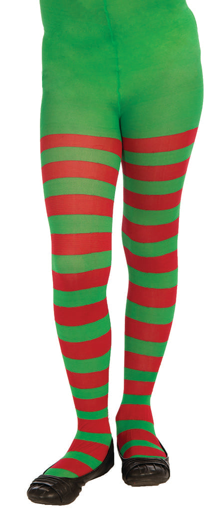 Red And Green Striped Tights Christmas Costume Accessory Child