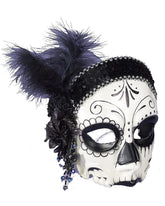 Day of the Dead Black & White Female Flapper Skull Costume Mask One Size