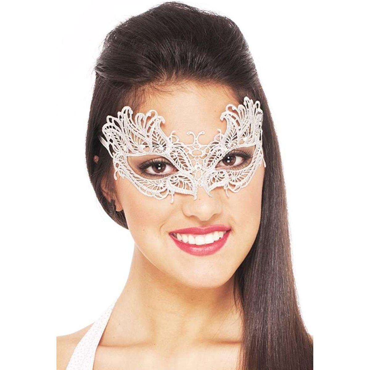 Silver Lace Masquerade Costume Mask