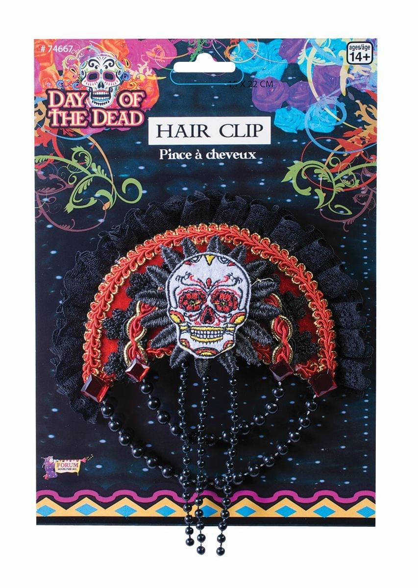 Day Of The Dead Skull Costume Hair Clip