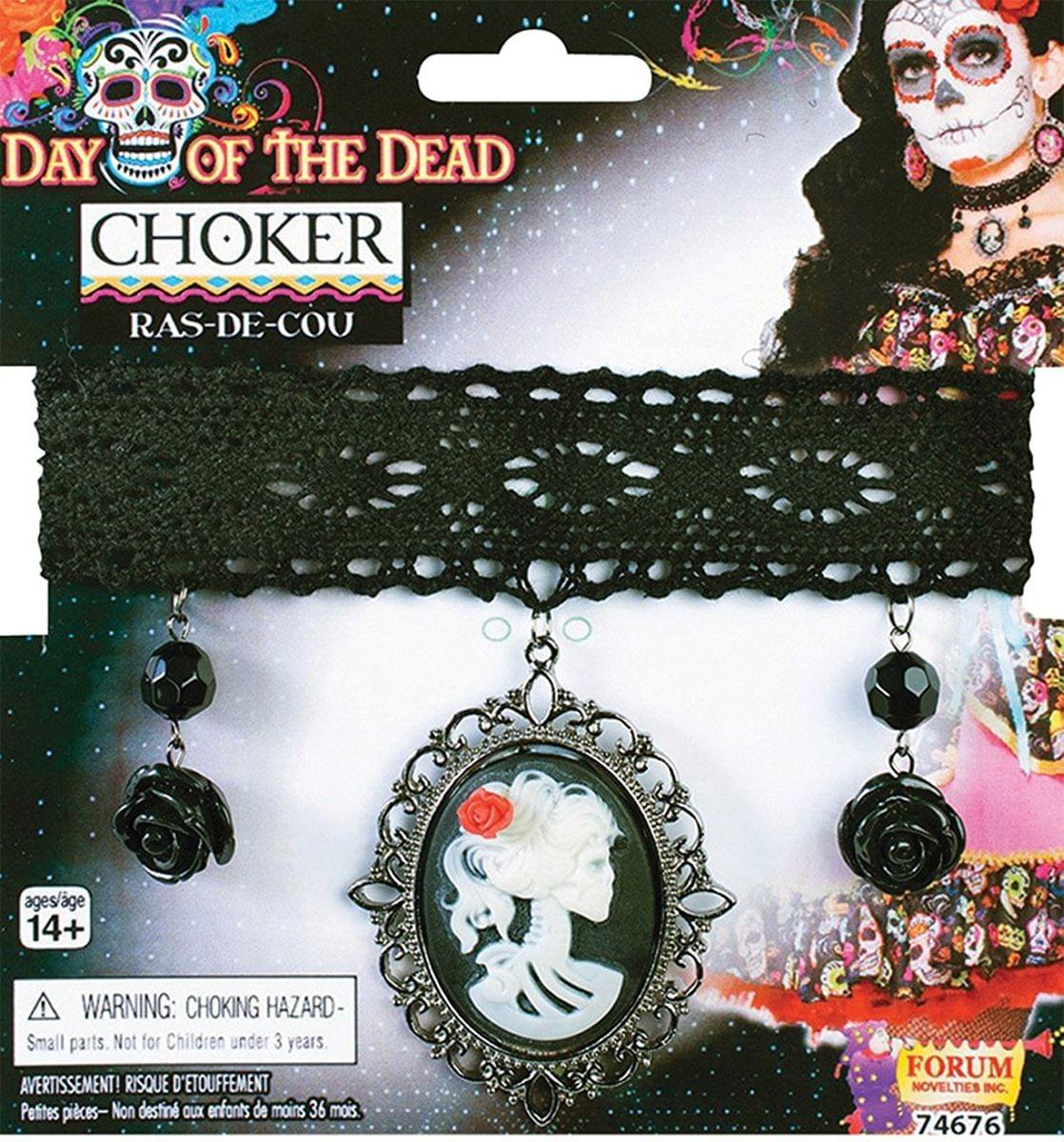 Day Of Dead Lace Choker Costume Necklace