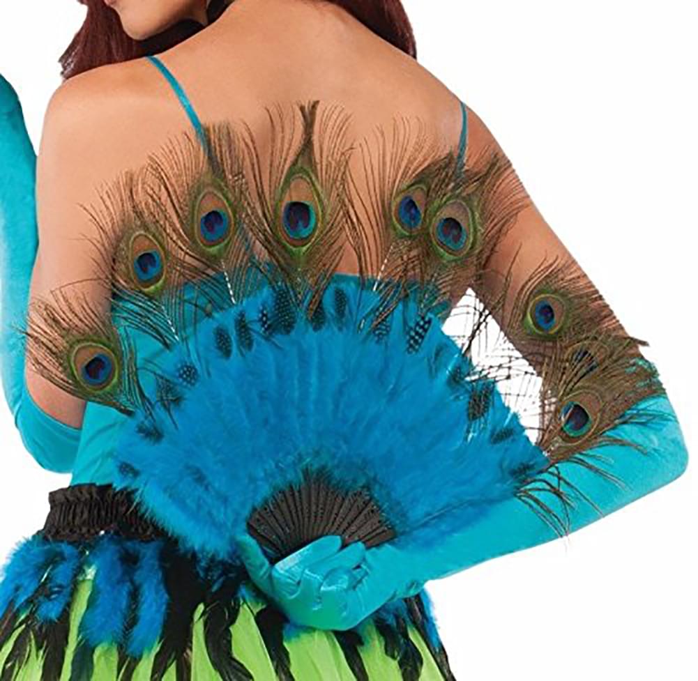 Peacock Tail Feather Handheld Fan Costume Accessory