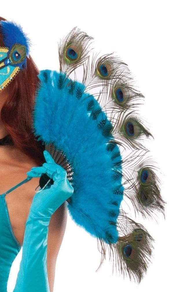 Peacock Tail Feather Handheld Fan Costume Accessory