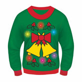 Green Musical Light-Up Jingle Bells Adult Ugly Christmas Sweater