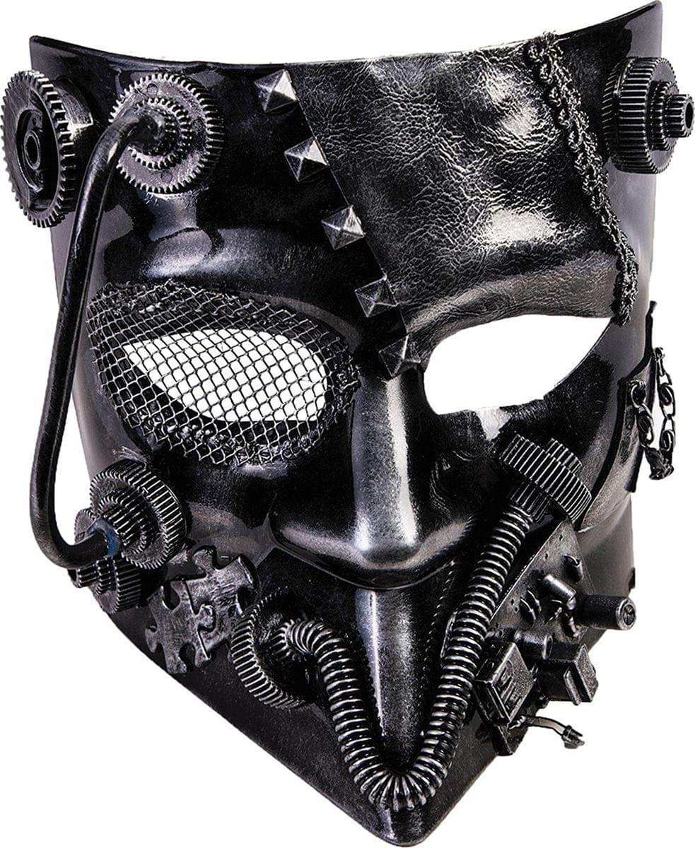 Steampunk Silver Jester Plastic Costume Mask