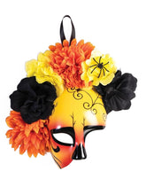 Day Of The Dead Costume Mask With One Eye Yellow/Orange Adult