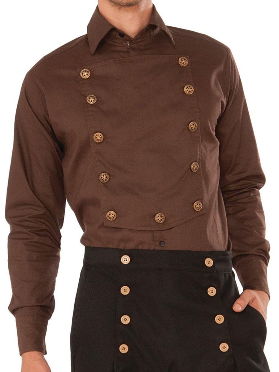 Steampunk Brown Long Sleeve Adult Costume Shirt