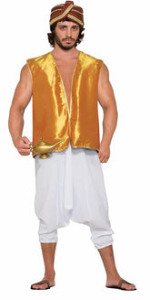 Desert Prince Gold Sultan Genie Costume Vest Adult Men Standard