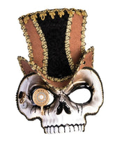 Sir Steampunk Skull Half Mask Brown Hat