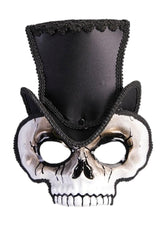 Sir Steampunk Skull Half Costume Mask Black Hat