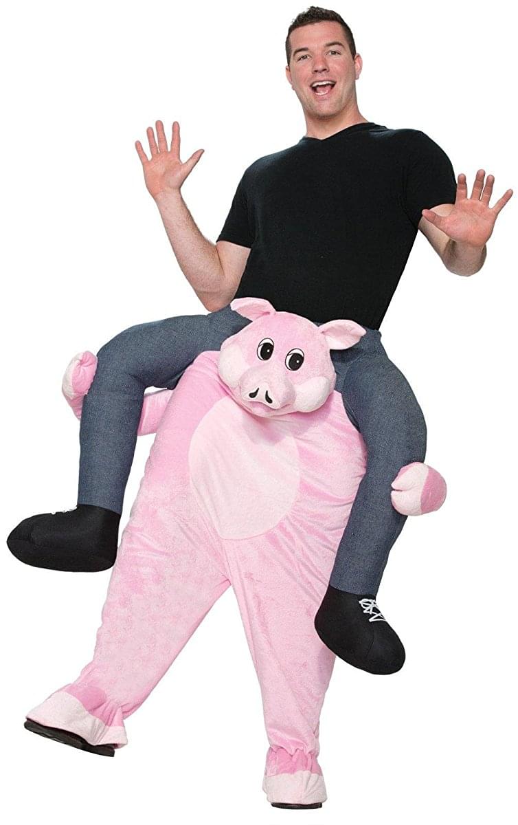 Shoulder Riding Adult Costume: Pink Pig
