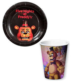 Five Nights At Freddy's Paper Cups and Plates Set