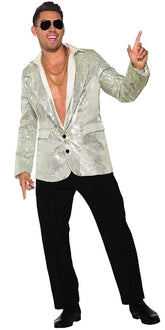 Disco Silver Sequin Blazer Adult Costume