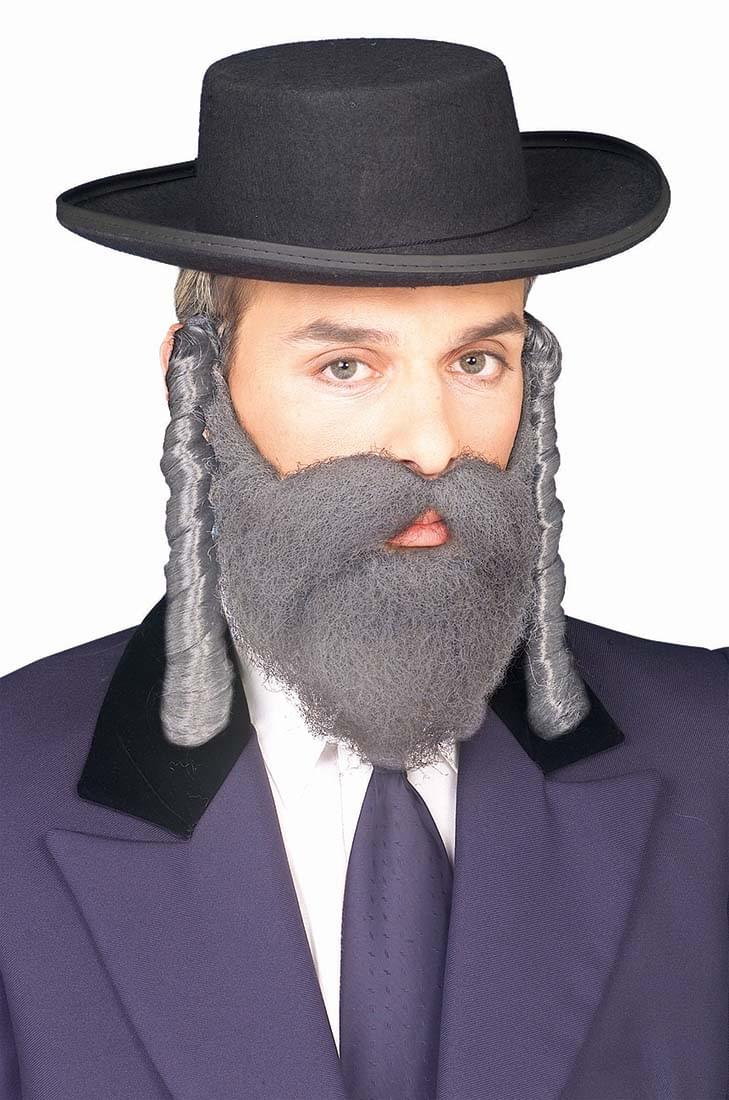 Jewish Style Payis Adult Costume Hair, Gray