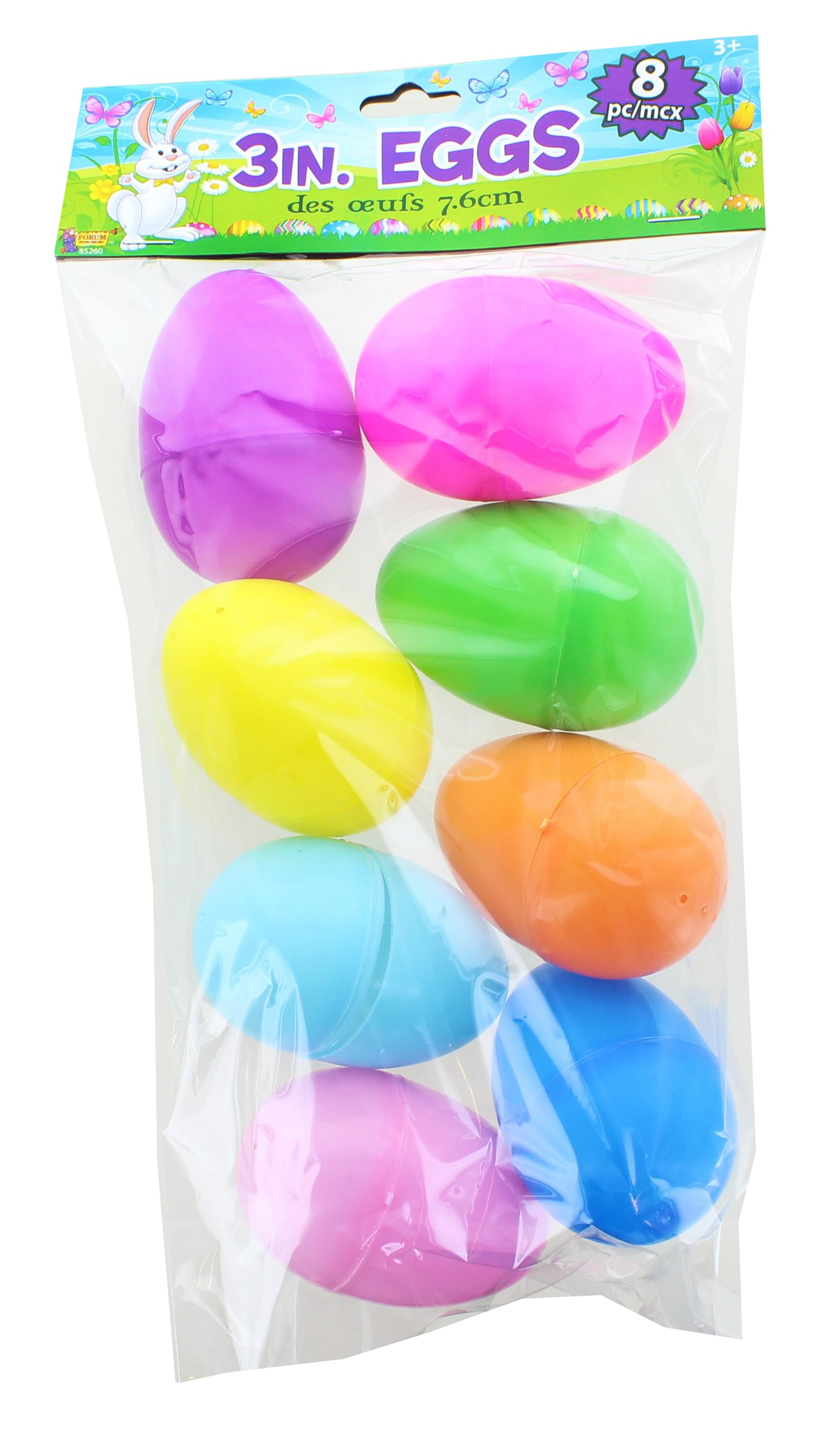 Solid Color 3 Inch Plastic Easter Eggs | Pack of 8