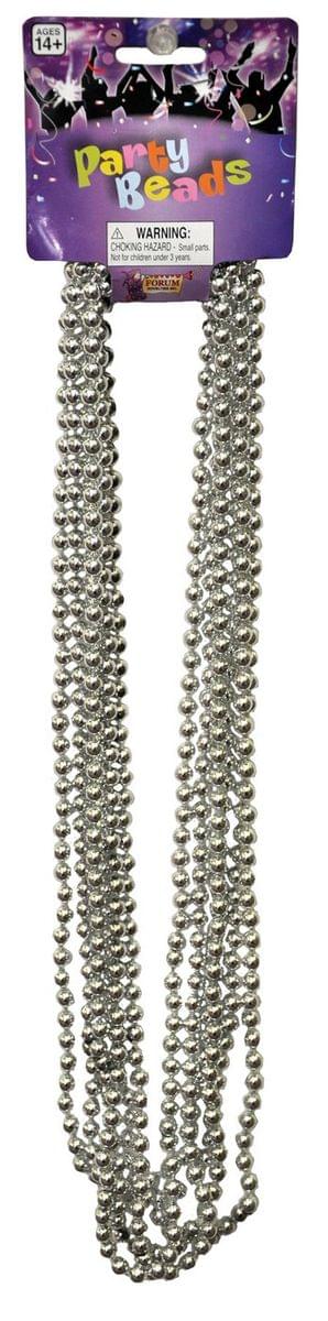 Beaded 33" Necklace Adult Costume Jewelry, Silver