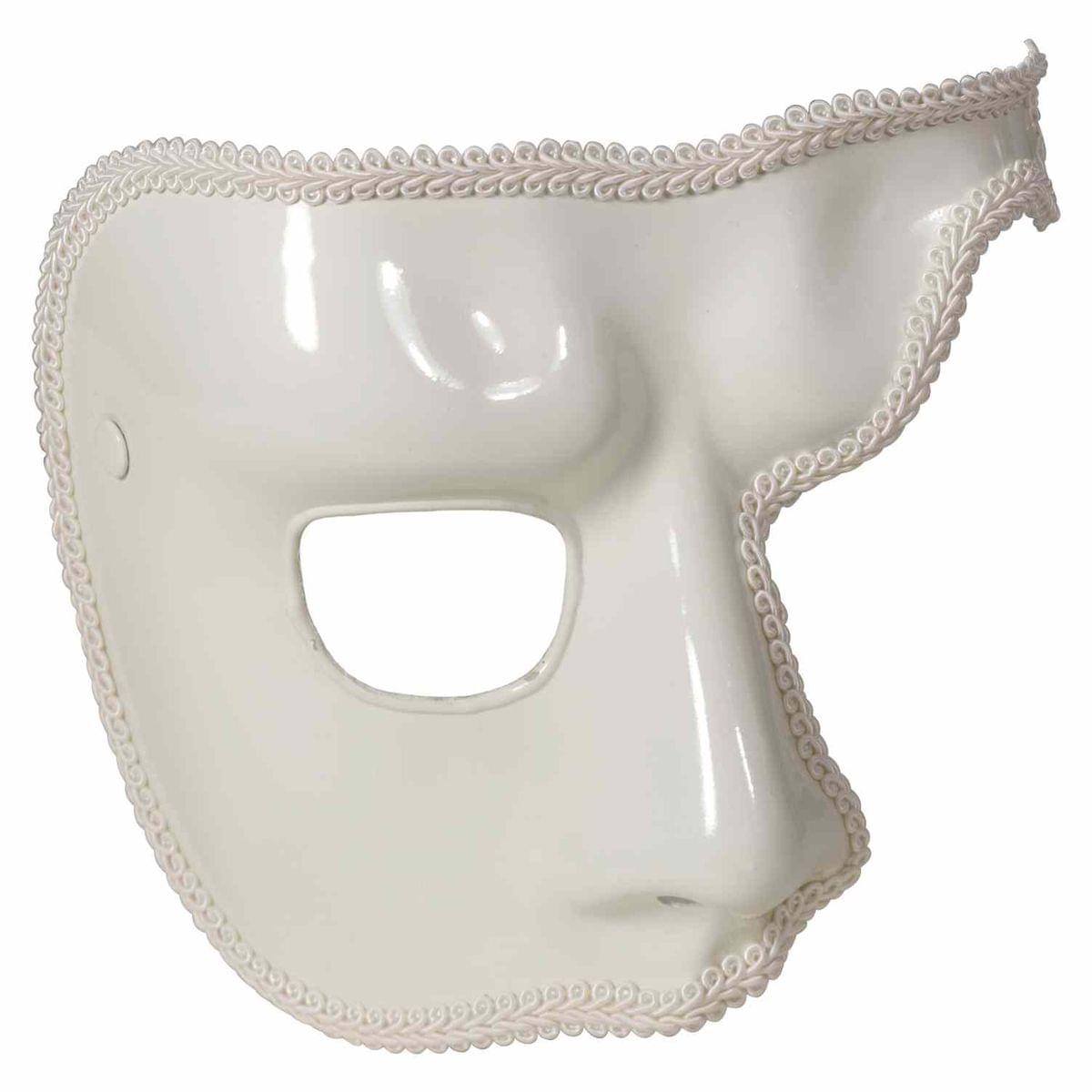 White Phantom Mardi Gras Costume Half-Mask