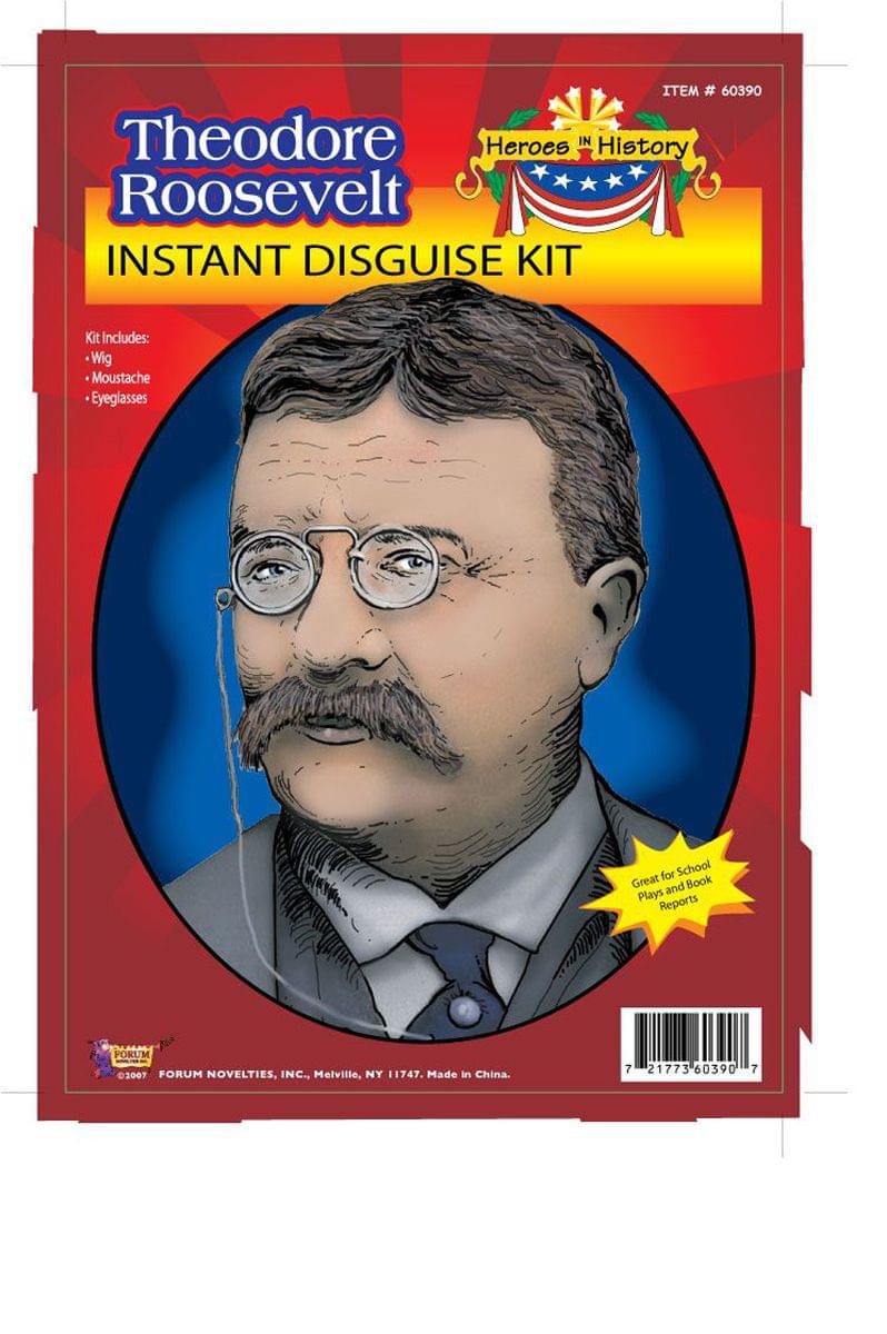 Theodore Roosevelt Wig Moustache Glasses Disguise Adult Costume Kit