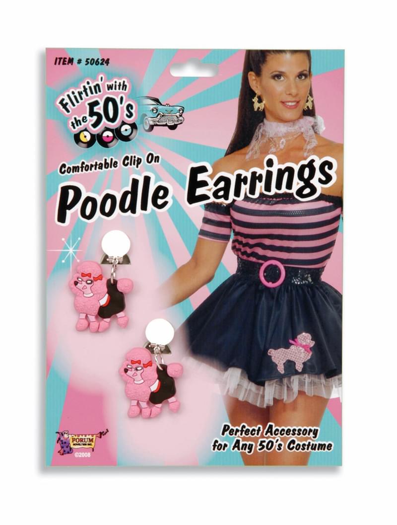 50's Pink Poodle Costume Earrings