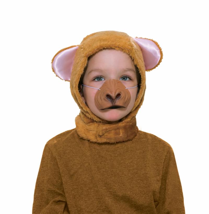 Monkey Hood & Nose Animal Costume Set Child Standard