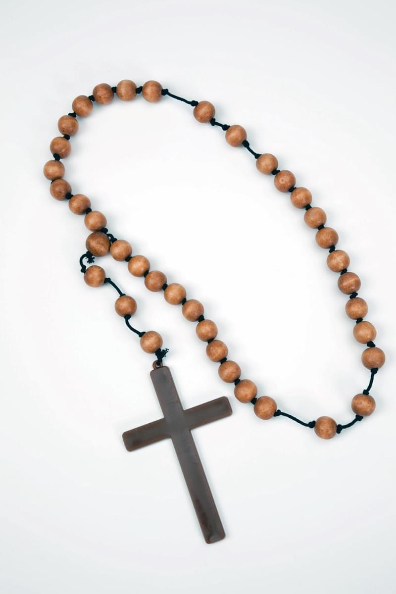 Monk Cross With Wood Beads Costume Necklace Accessory